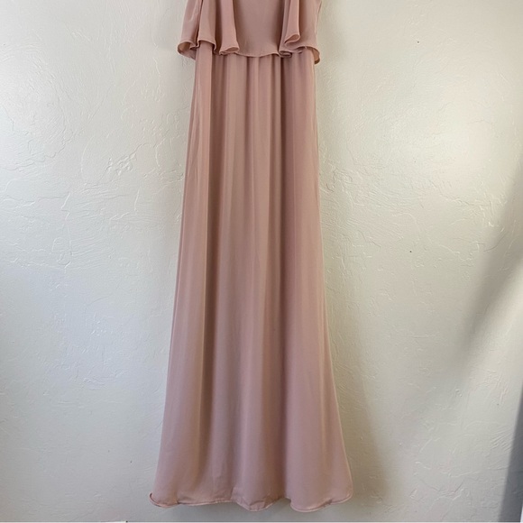 Show me your MuMu Size XS Blush Pink Caitlin Ruffle Spaghetti Strap Maxi Dress - Picture 3 of 7